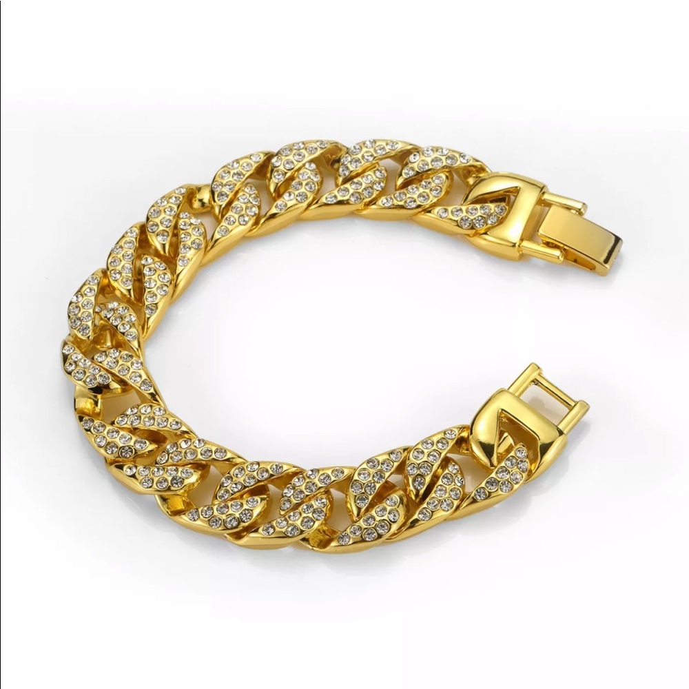 Mens cuban link two tone bracelet - Picture 3 of 5